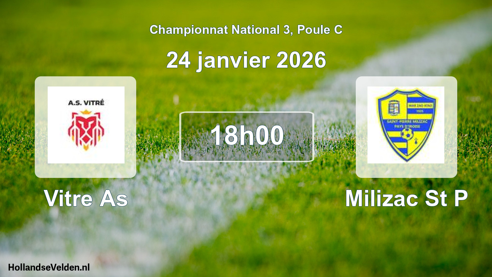 Geplande wedstrijd: Vitre As - Milizac St P (24 janvier 2026)