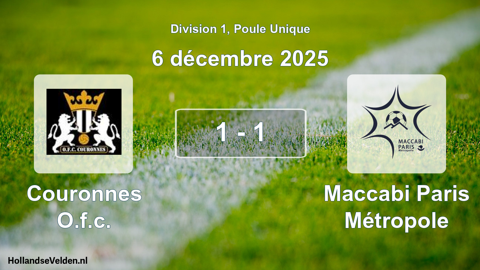Total number of matches played: Couronnes O.f.c. - Maccabi Paris Métropole 1 - 1 (6 December 2025)