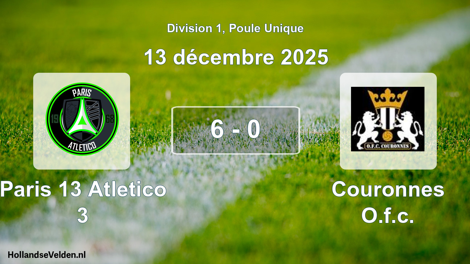 Total number of matches played: Paris 13 Atletico 3 - Couronnes O.f.c. 6 - 0 (13 December 2025)