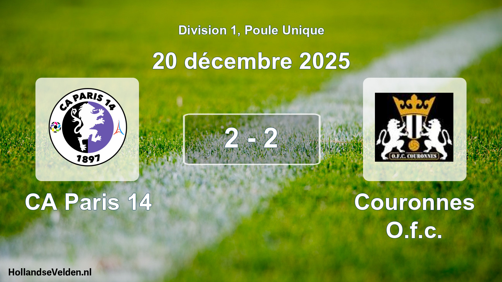 Total number of matches played: CA Paris 14 - Couronnes O.f.c. 2 - 2 (20 December 2025)