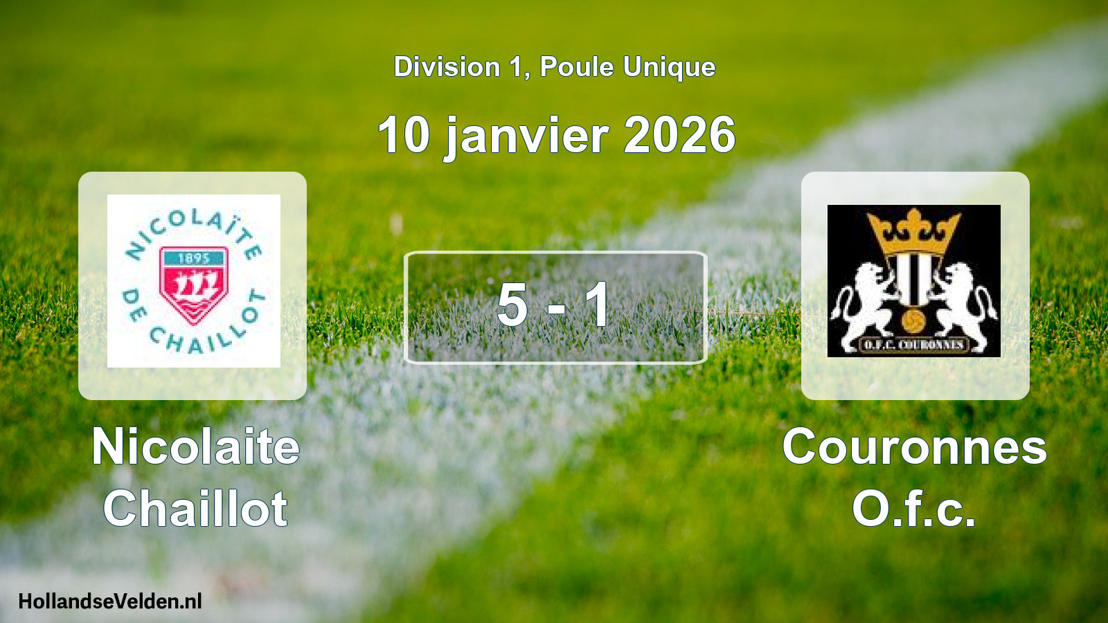 Total number of matches played: Nicolaite Chaillot - Couronnes O.f.c. 5 - 1 (10 January 2026)