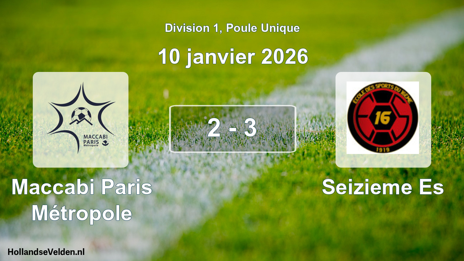 Total number of matches played: Maccabi Paris Métropole - Seizieme Es 2 - 3 (10 January 2026)