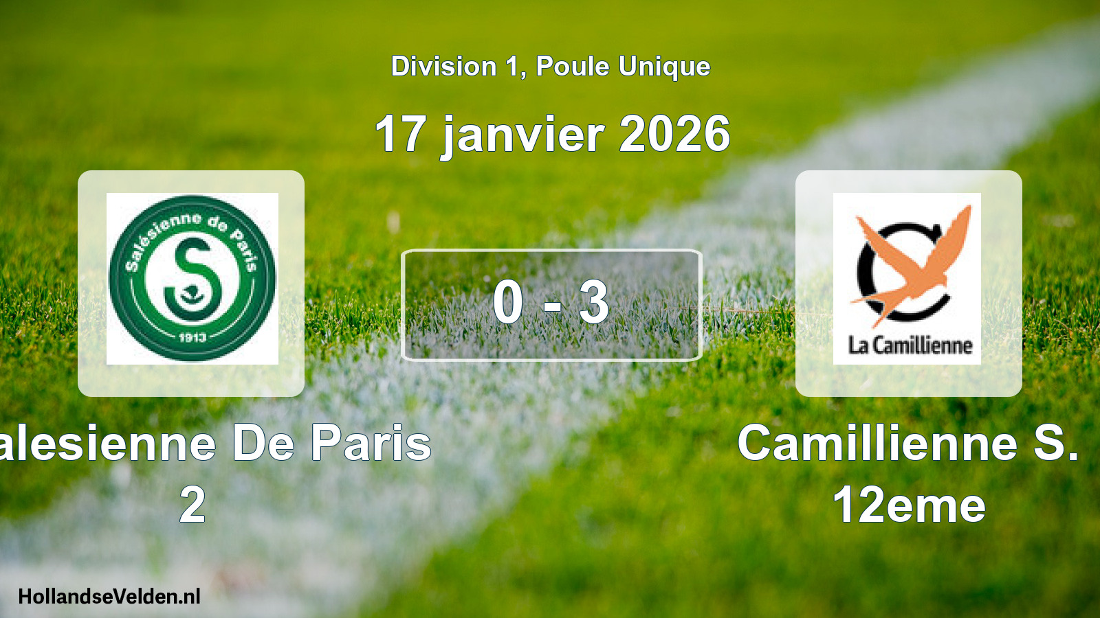 Total number of matches played: Salesienne De Paris 2 - Camillienne S. 12eme 0 - 3 (17 January 2026)