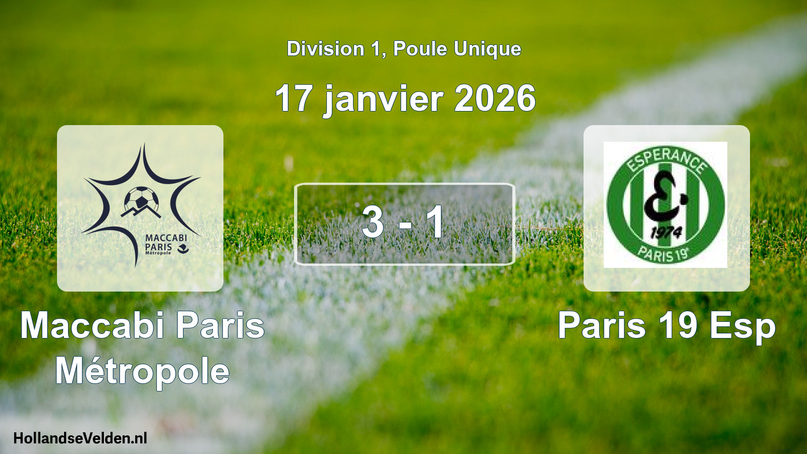 Total number of matches played: Maccabi Paris Métropole - Paris 19 Esp 3 - 1 (17 January 2026)