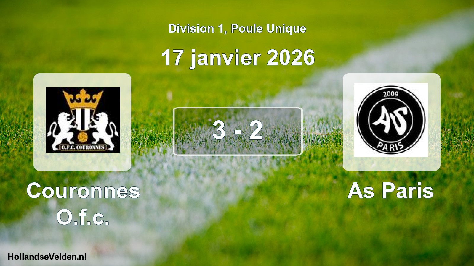 Total number of matches played: Couronnes O.f.c. - As Paris 3 - 2 (17 January 2026)