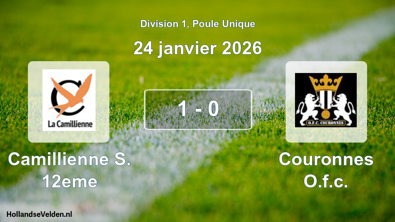 Total number of matches played: Camillienne S. 12eme - Couronnes O.f.c. 1 - 0 (24 January 2026)