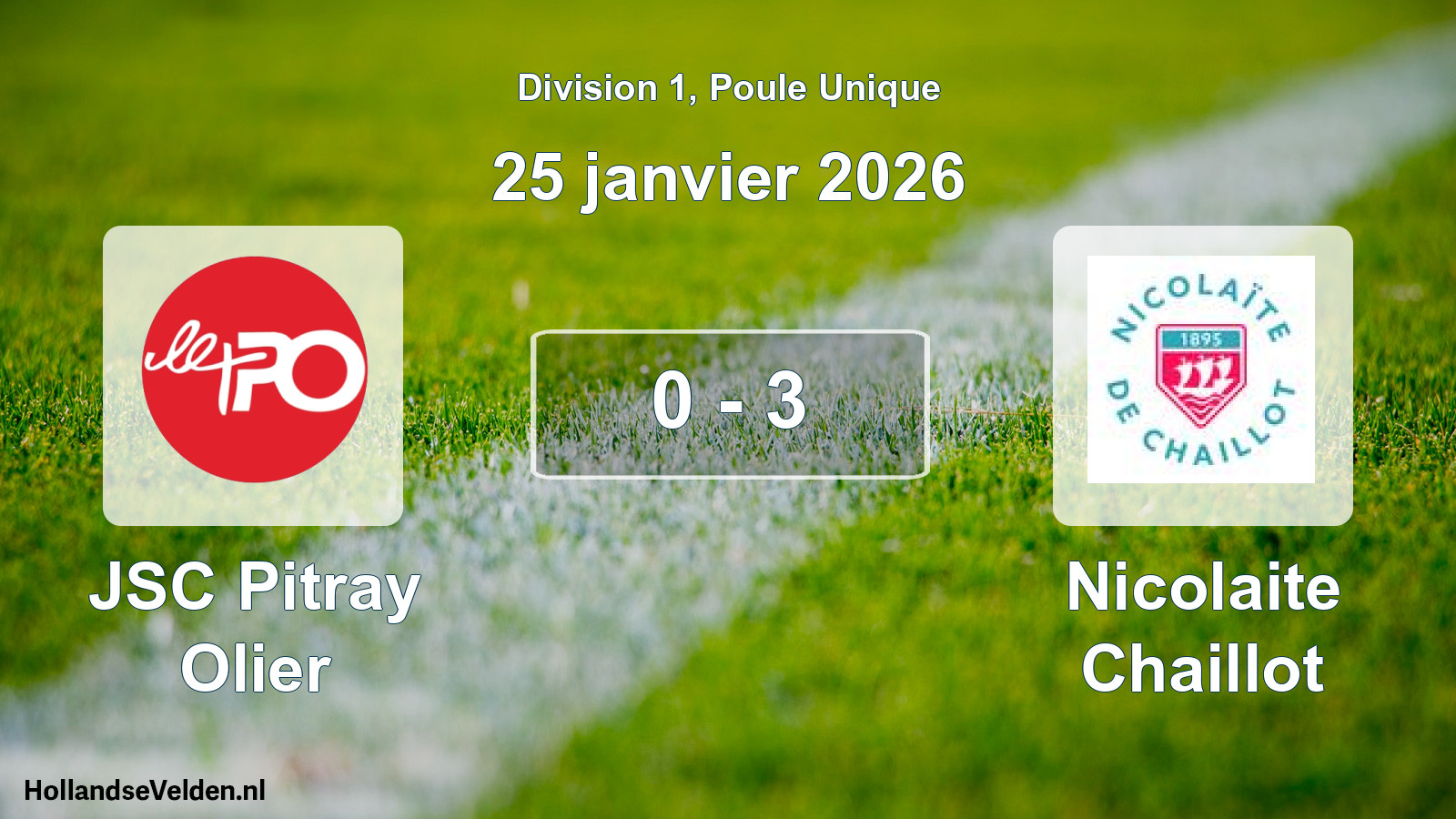 Total number of matches played: JSC Pitray Olier - Nicolaite Chaillot 0 - 3 (25 January 2026)