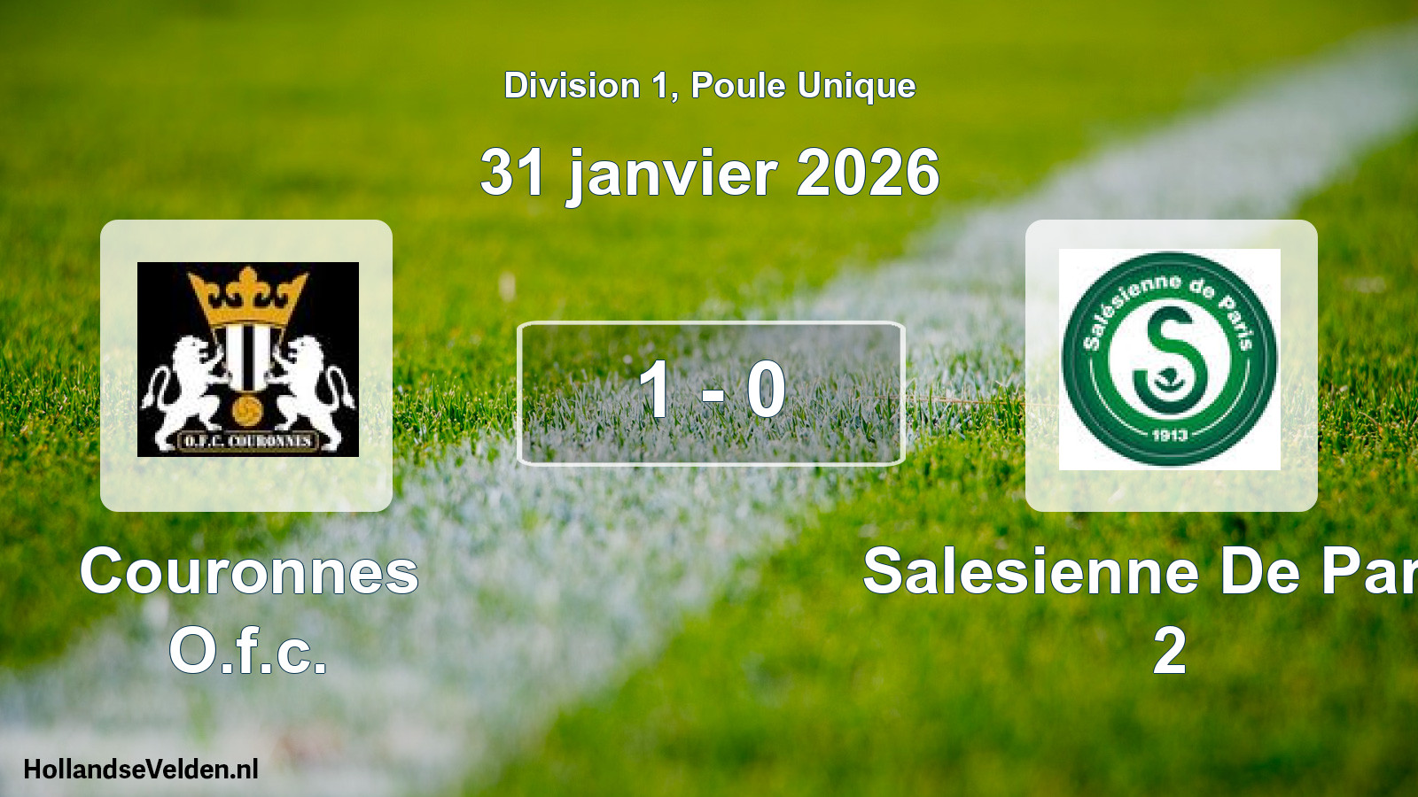 Total number of matches played: Couronnes O.f.c. - Salesienne De Paris 2 1 - 0 (31 January 2026)