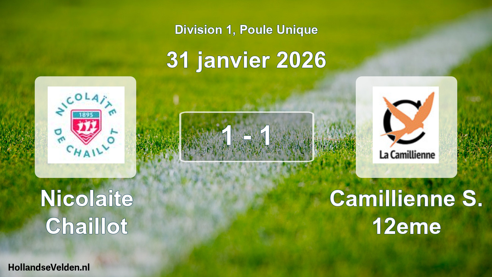 Total number of matches played: Nicolaite Chaillot - Camillienne S. 12eme 1 - 1 (31 January 2026)
