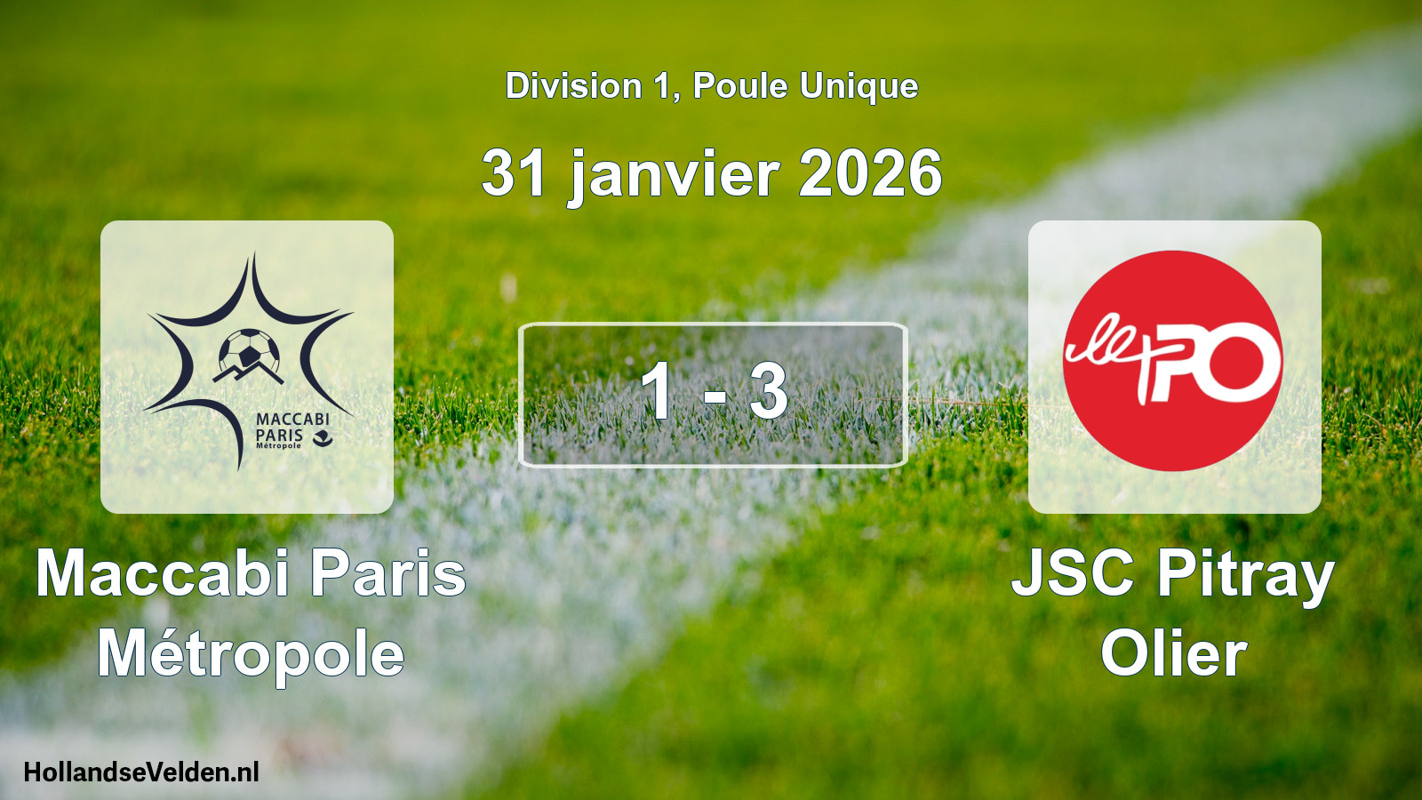 Total number of matches played: Maccabi Paris Métropole - JSC Pitray Olier 1 - 3 (31 January 2026)