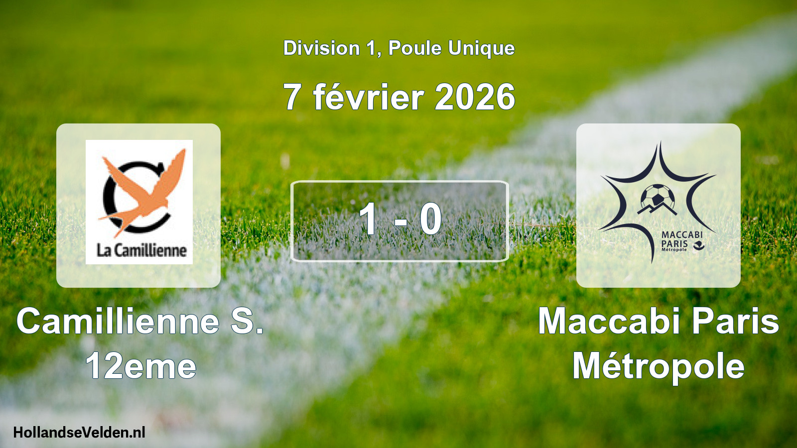 Total number of matches played: Camillienne S. 12eme - Maccabi Paris Métropole 1 - 0 (7 February 2026)