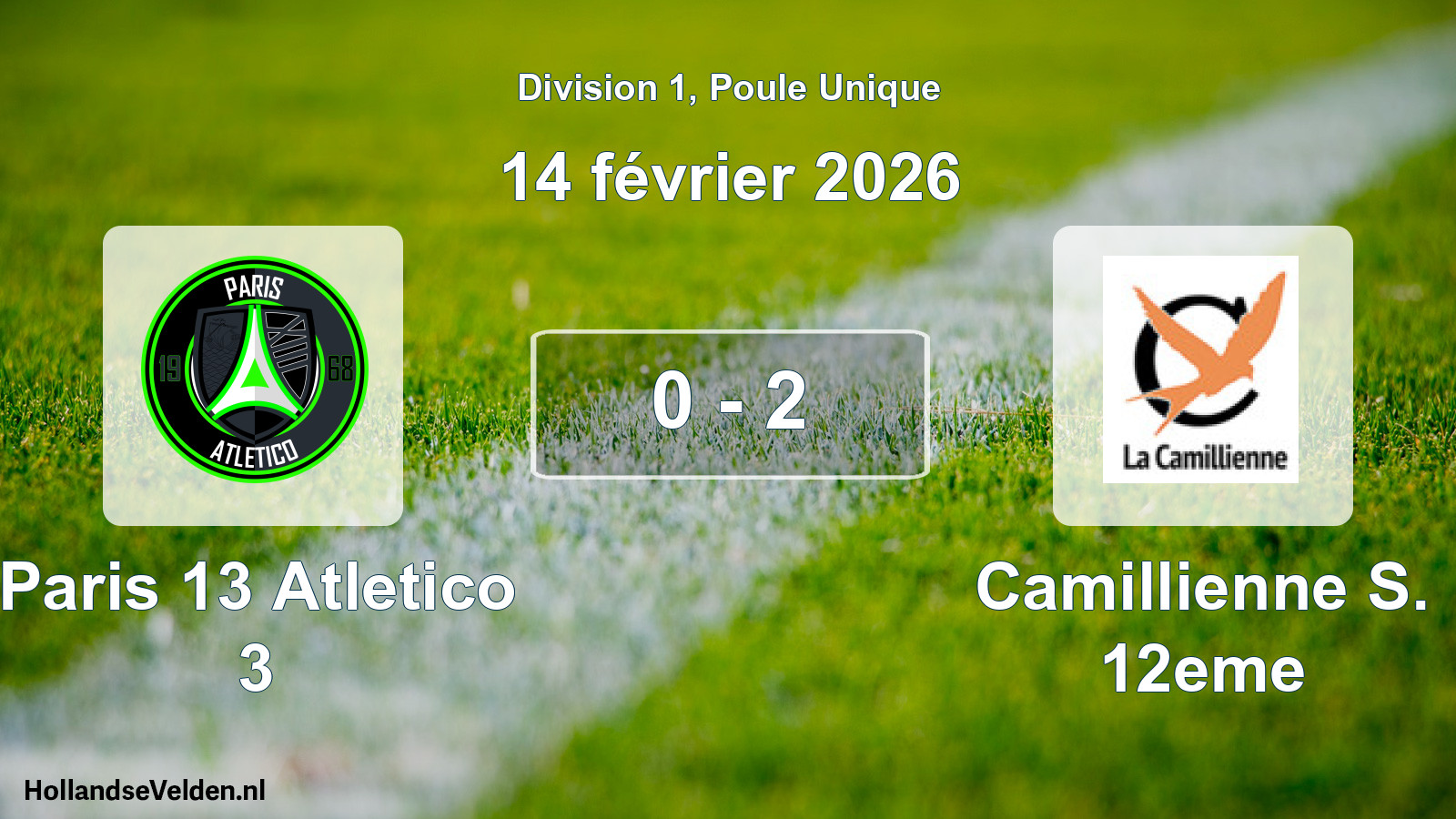 Total number of matches played: Paris 13 Atletico 3 - Camillienne S. 12eme 0 - 2 (14 February 2026)