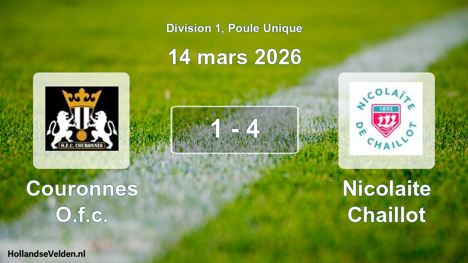 Total number of matches played: Couronnes O.f.c. - Nicolaite Chaillot 1 - 4 (14 March 2026)