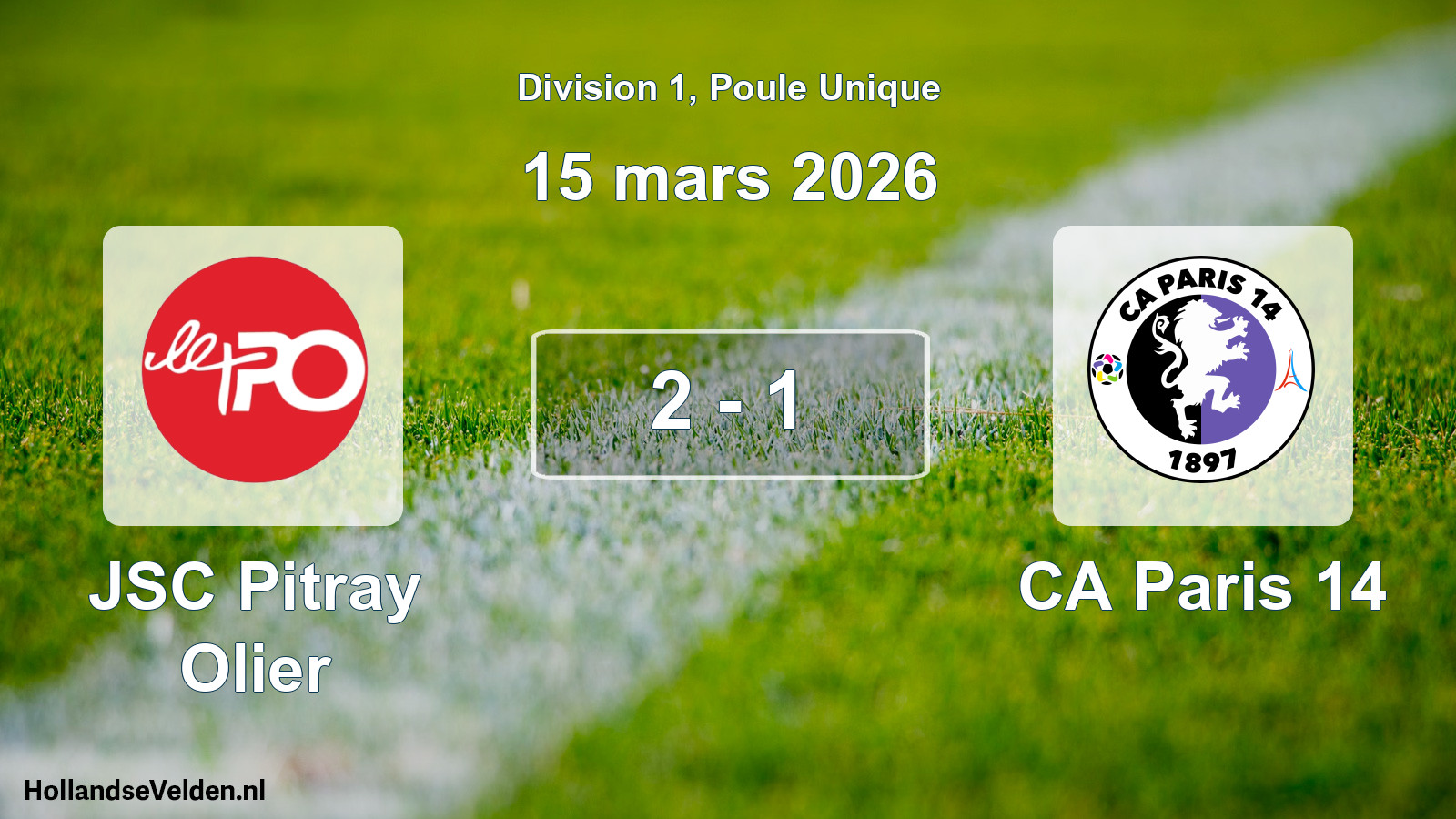Total number of matches played: JSC Pitray Olier - CA Paris 14 2 - 1 (15 March 2026)