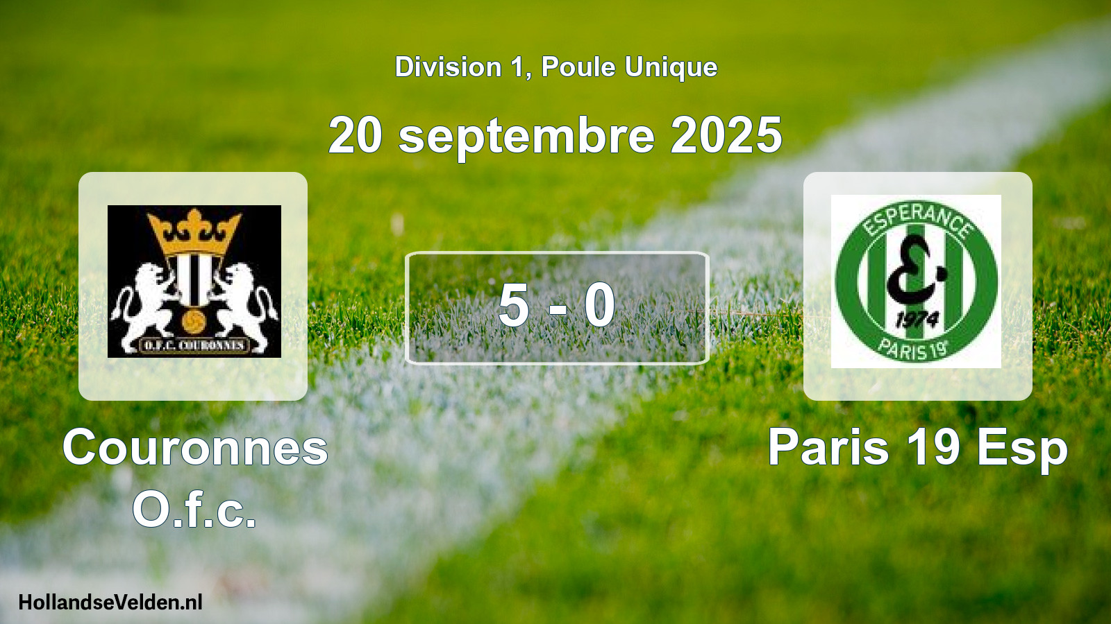 Total number of matches played: Couronnes O.f.c. - Paris 19 Esp 5 - 0 (20 September 2025)