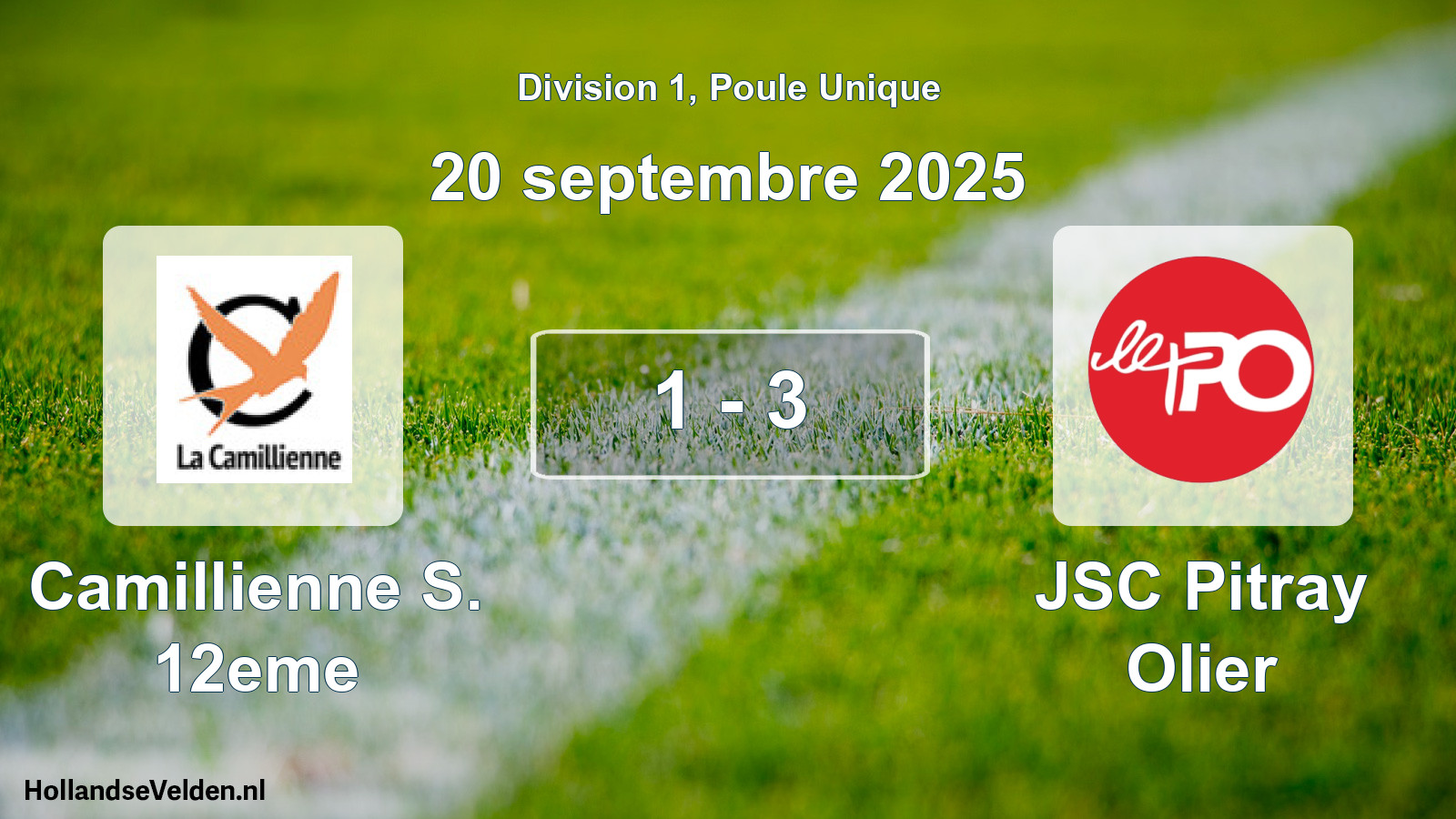 Total number of matches played: Camillienne S. 12eme - JSC Pitray Olier 1 - 3 (20 September 2025)
