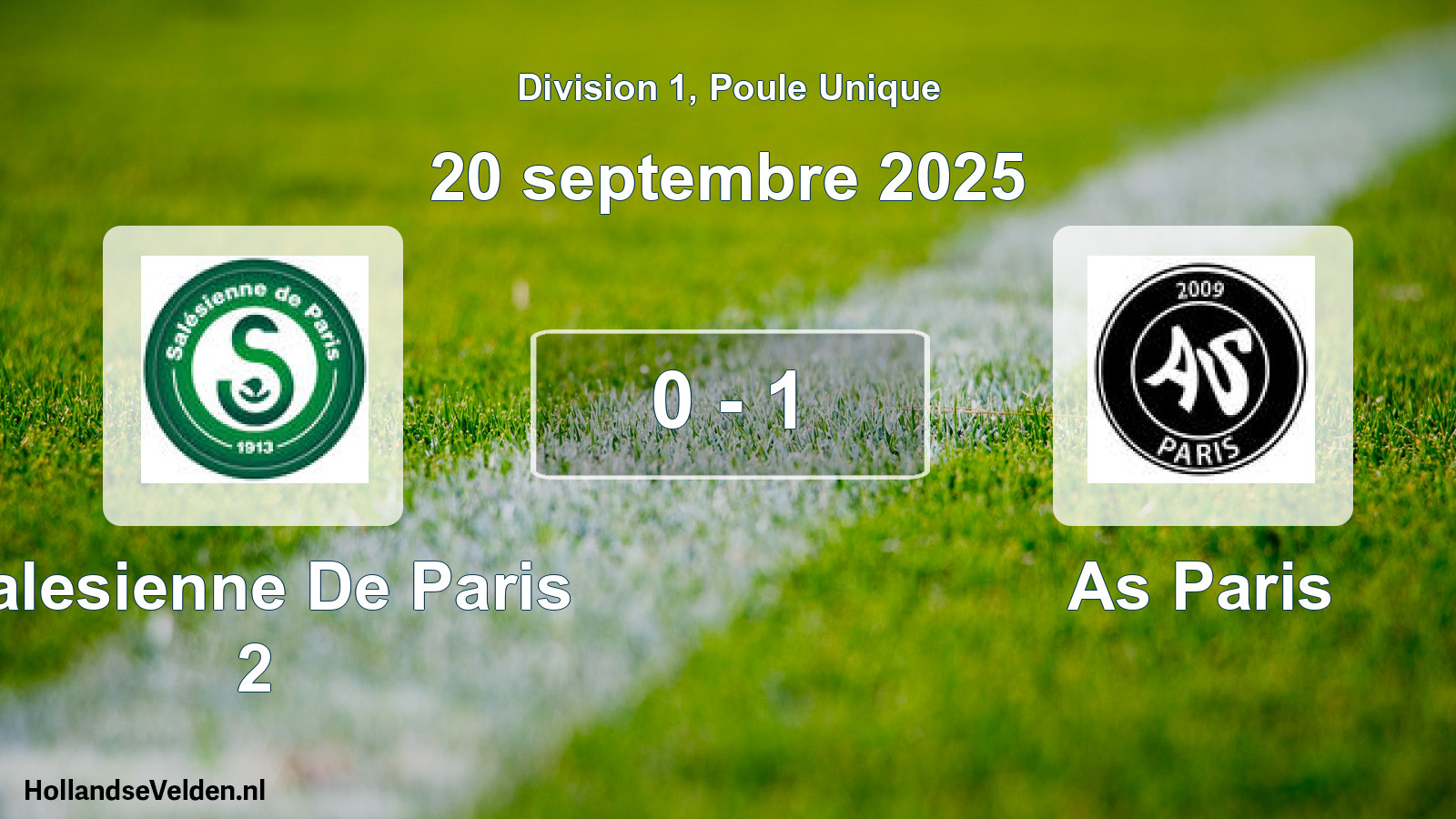 Total number of matches played: Salesienne De Paris 2 - As Paris 0 - 1 (20 September 2025)