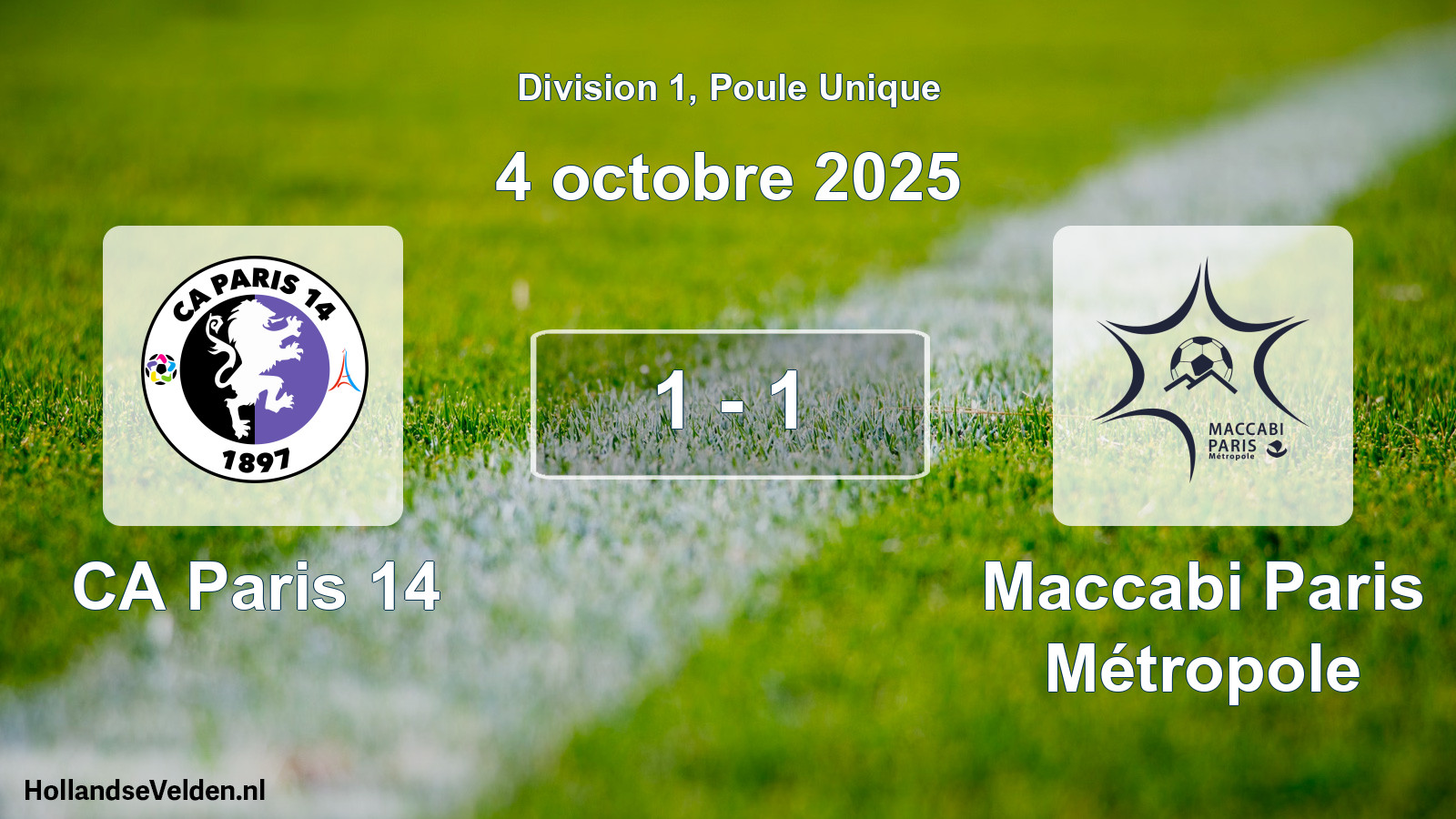 Total number of matches played: CA Paris 14 - Maccabi Paris Métropole 1 - 1 (4 October 2025)