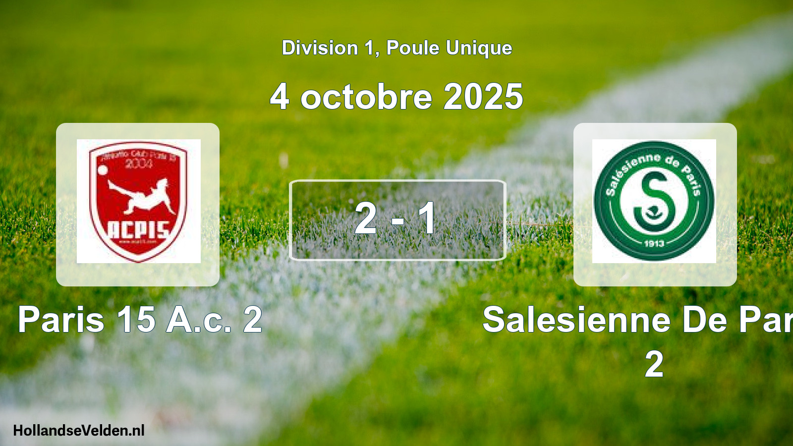 Total number of matches played: Paris 15 A.c. 2 - Salesienne De Paris 2 2 - 1 (4 October 2025)