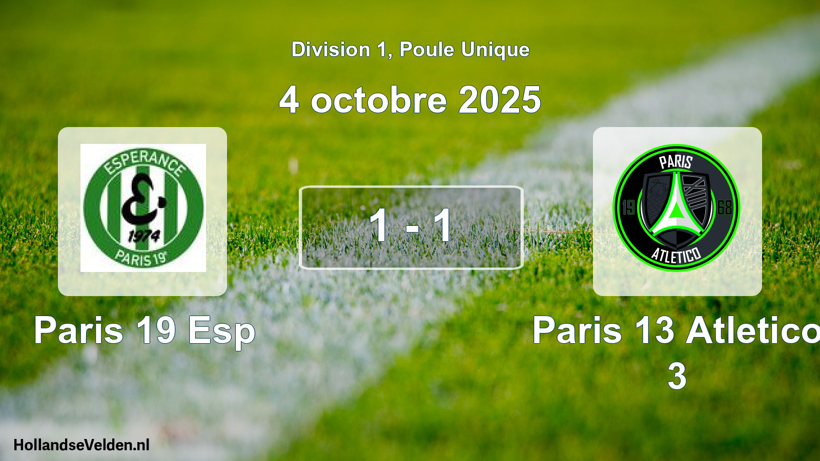 Total number of matches played: Paris 19 Esp - Paris 13 Atletico 3 1 - 1 (4 October 2025)