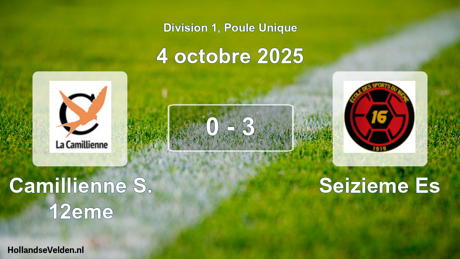 Total number of matches played: Camillienne S. 12eme - Seizieme Es 0 - 3 (4 October 2025)