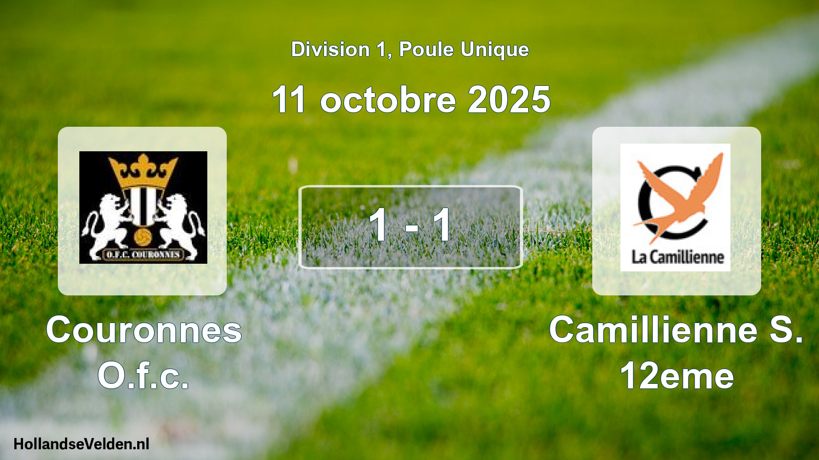 Total number of matches played: Couronnes O.f.c. - Camillienne S. 12eme 1 - 1 (11 October 2025)