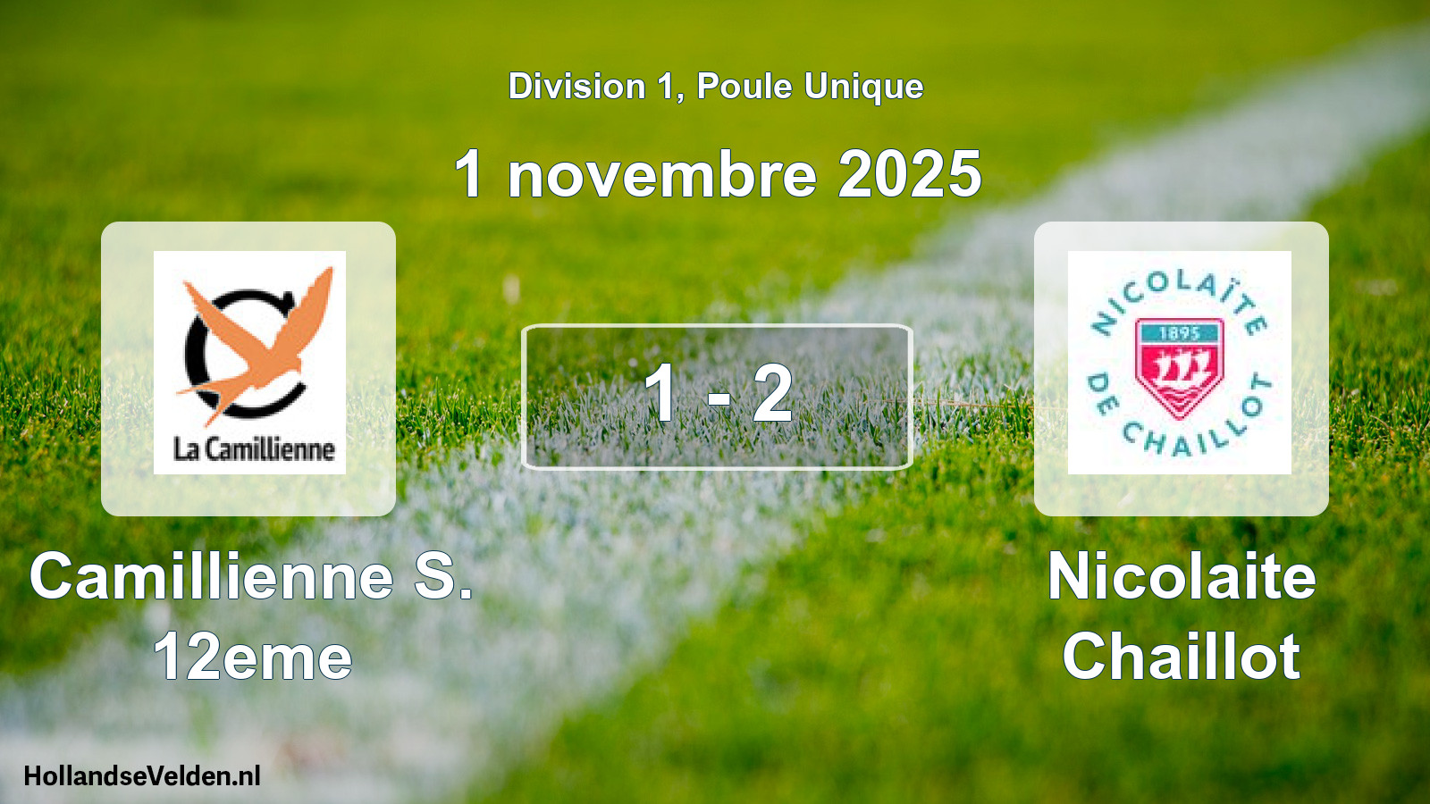 Total number of matches played: Camillienne S. 12eme - Nicolaite Chaillot 1 - 2 (1 November 2025)