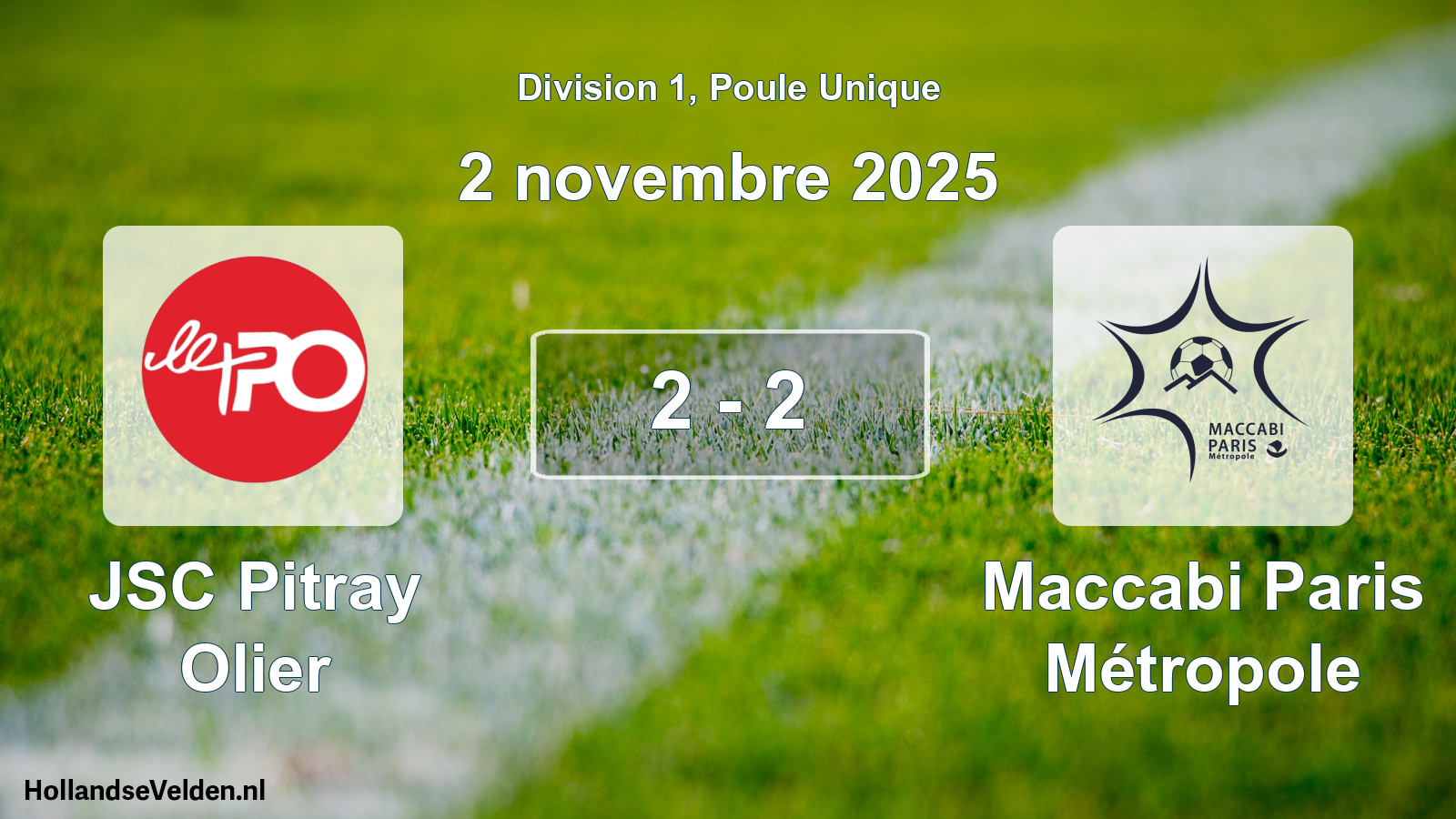 Total number of matches played: JSC Pitray Olier - Maccabi Paris Métropole 2 - 2 (2 November 2025)