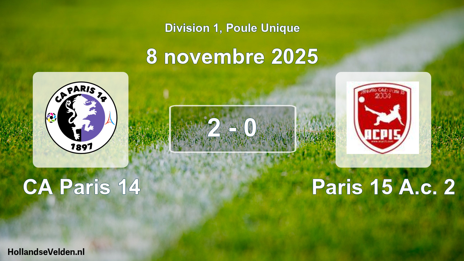 Total number of matches played: CA Paris 14 - Paris 15 A.c. 2 2 - 0 (8 November 2025)