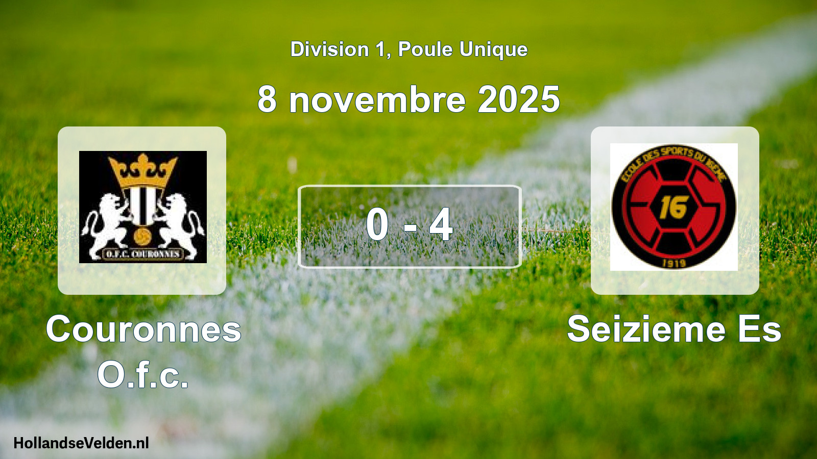 Total number of matches played: Couronnes O.f.c. - Seizieme Es 0 - 4 (8 November 2025)