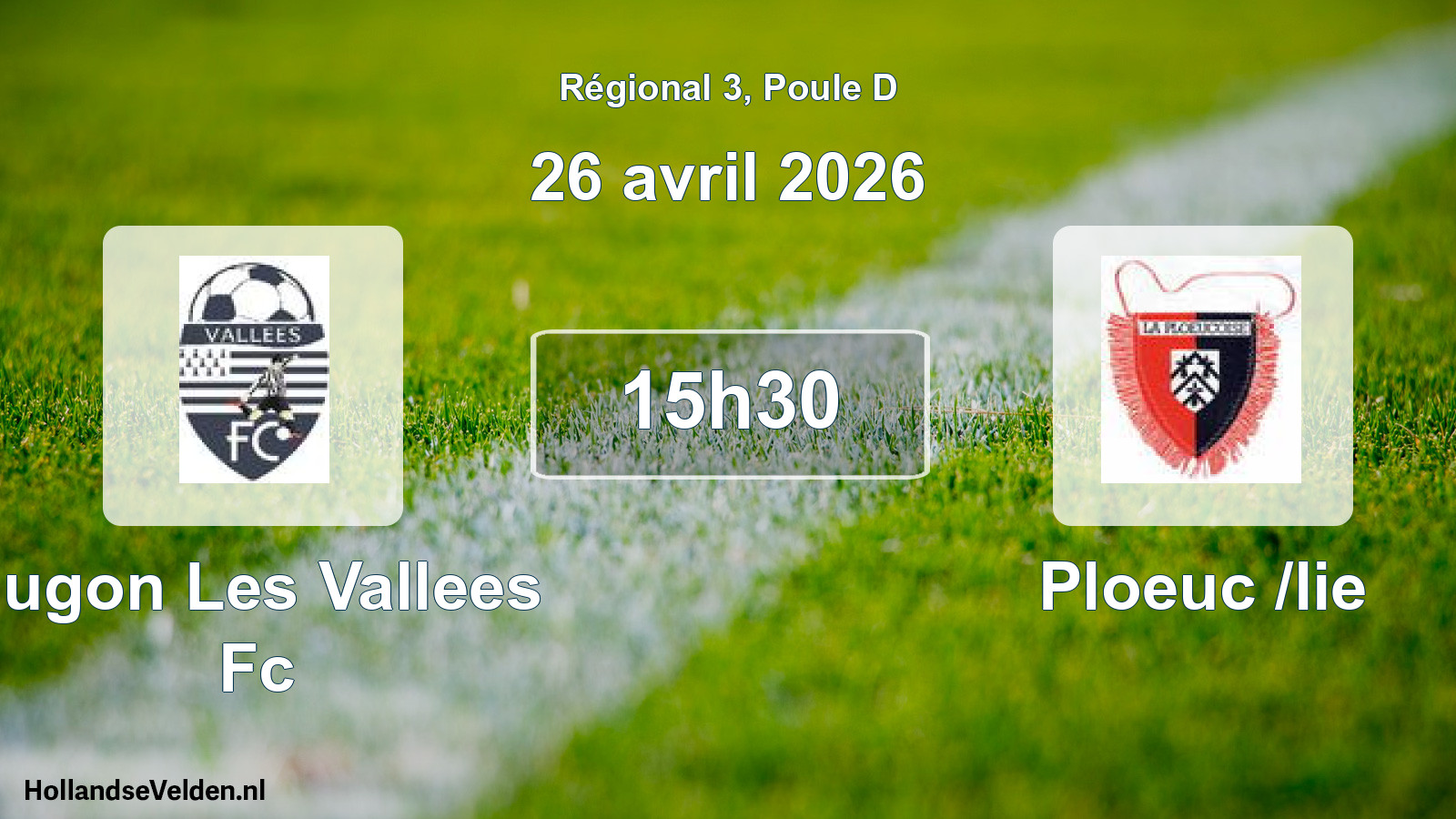 Scheduled Match: Jugon Les Vallees Fc - Ploeuc /lie (26 April 2026)