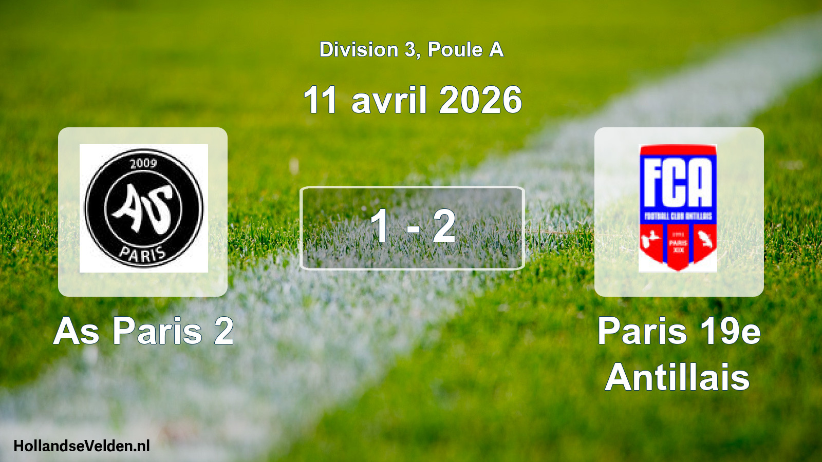 Total number of matches played: As Paris 2 - Paris 19e Antillais 1 - 2 (11 April 2026)
