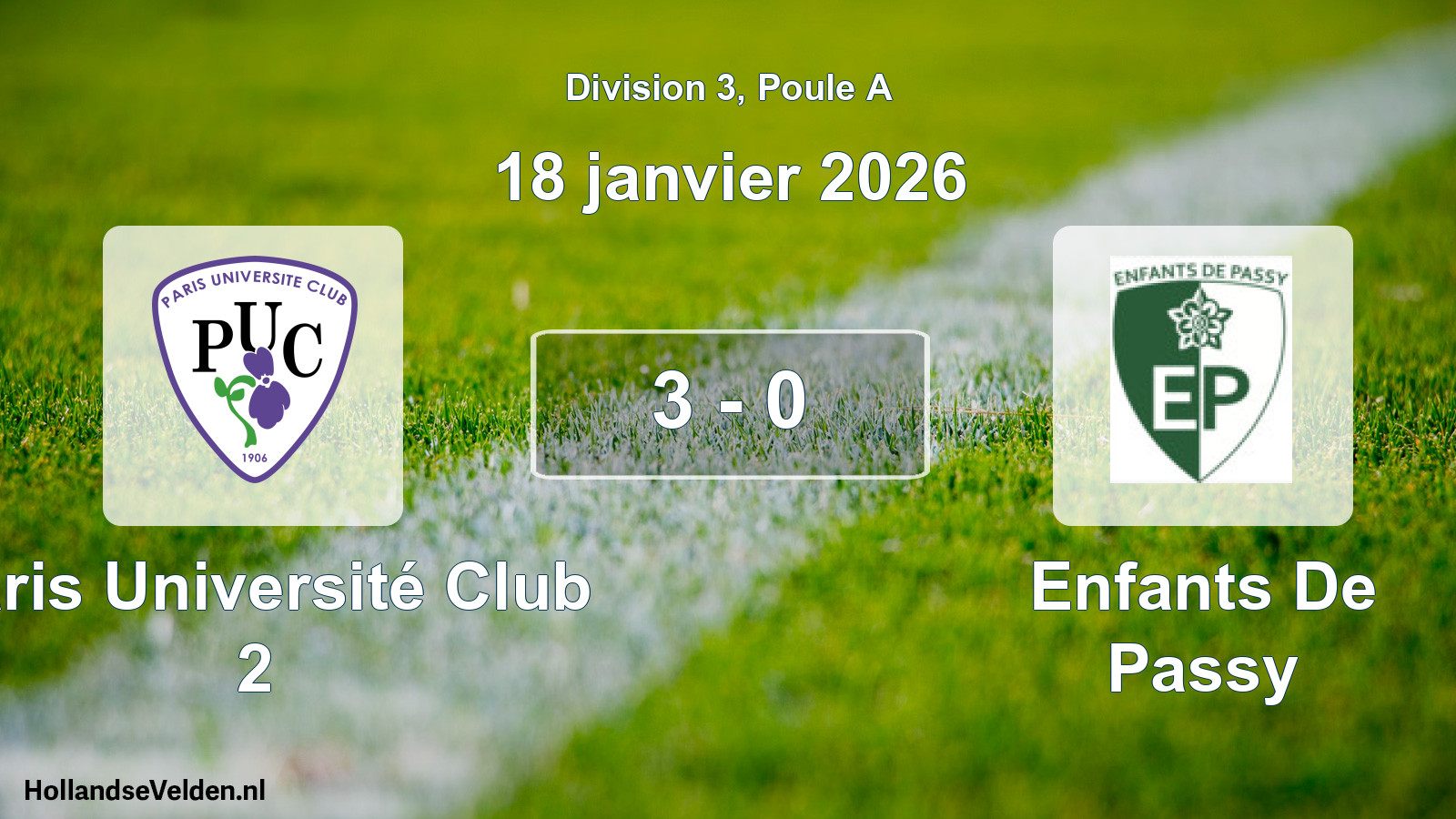 Total number of matches played: Paris Université Club 2 - Enfants De Passy 3 - 0 (18 January 2026)