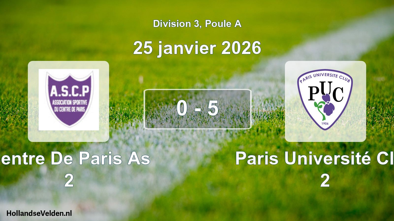 Total number of matches played: Centre De Paris As 2 - Paris Université Club 2 0 - 5 (25 January 2026)