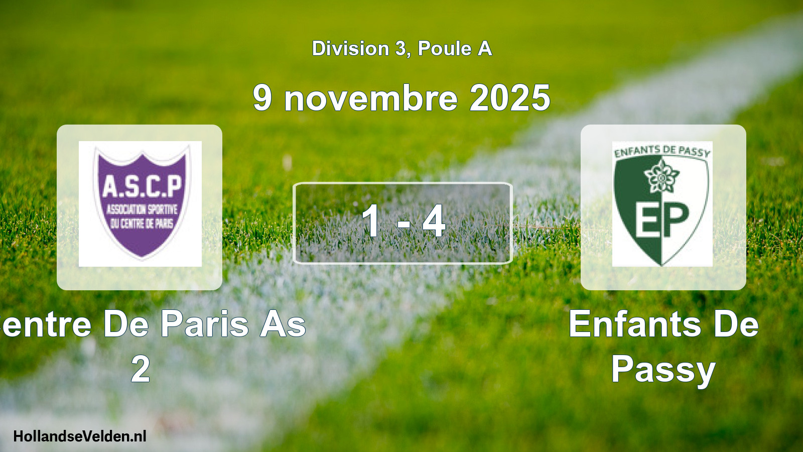 Total number of matches played: Centre De Paris As 2 - Enfants De Passy 1 - 4 (9 November 2025)