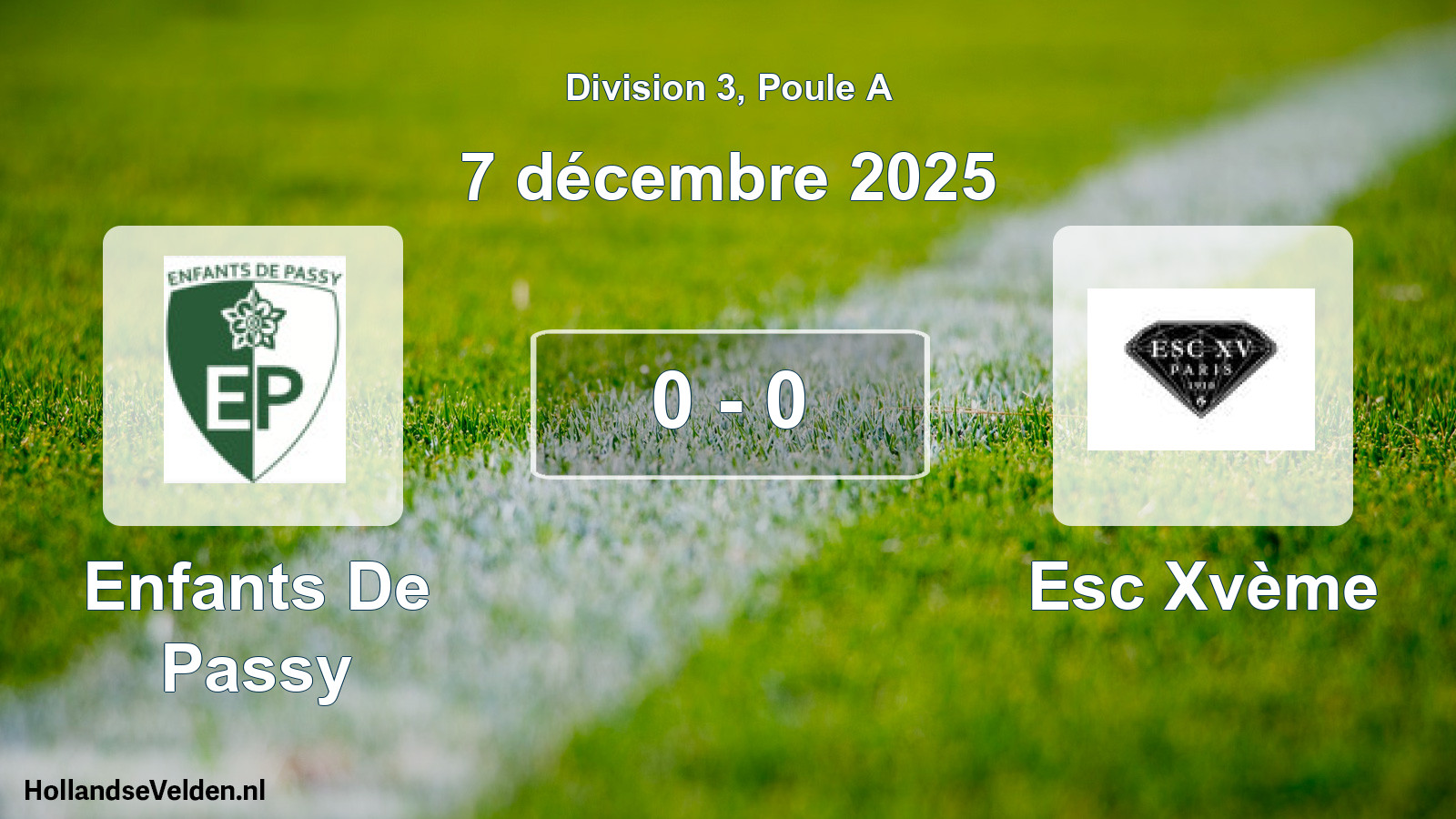 Total number of matches played: Enfants De Passy - Esc Xvème 0 - 0 (7 December 2025)