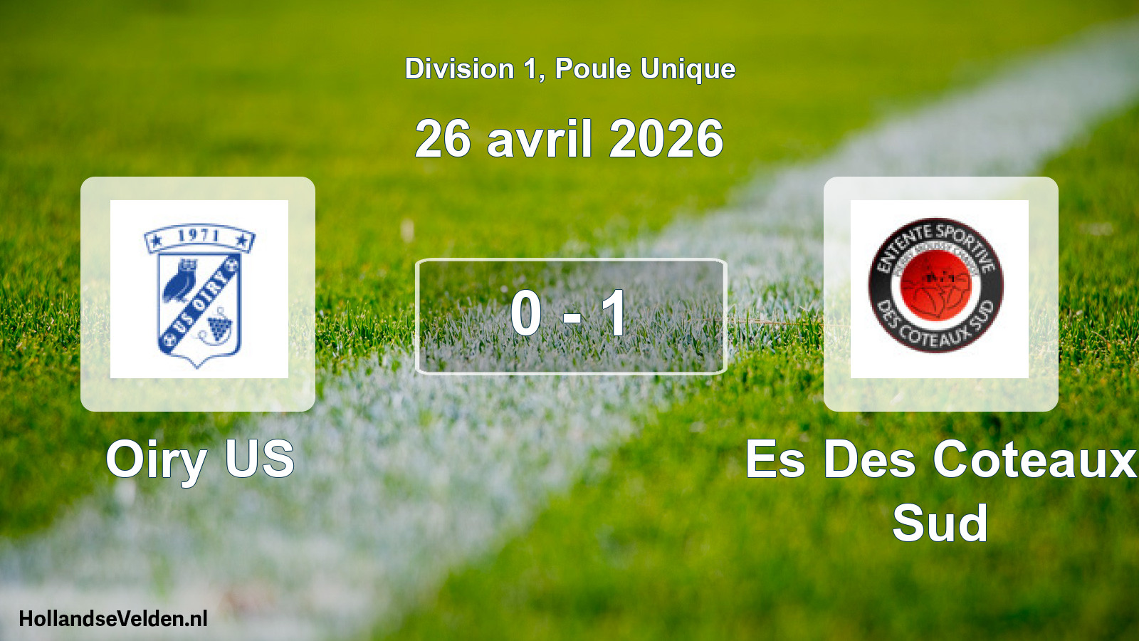 Match joué: Oiry US - Es Des Coteaux Sud 0 - 1 (26 avril 2026)