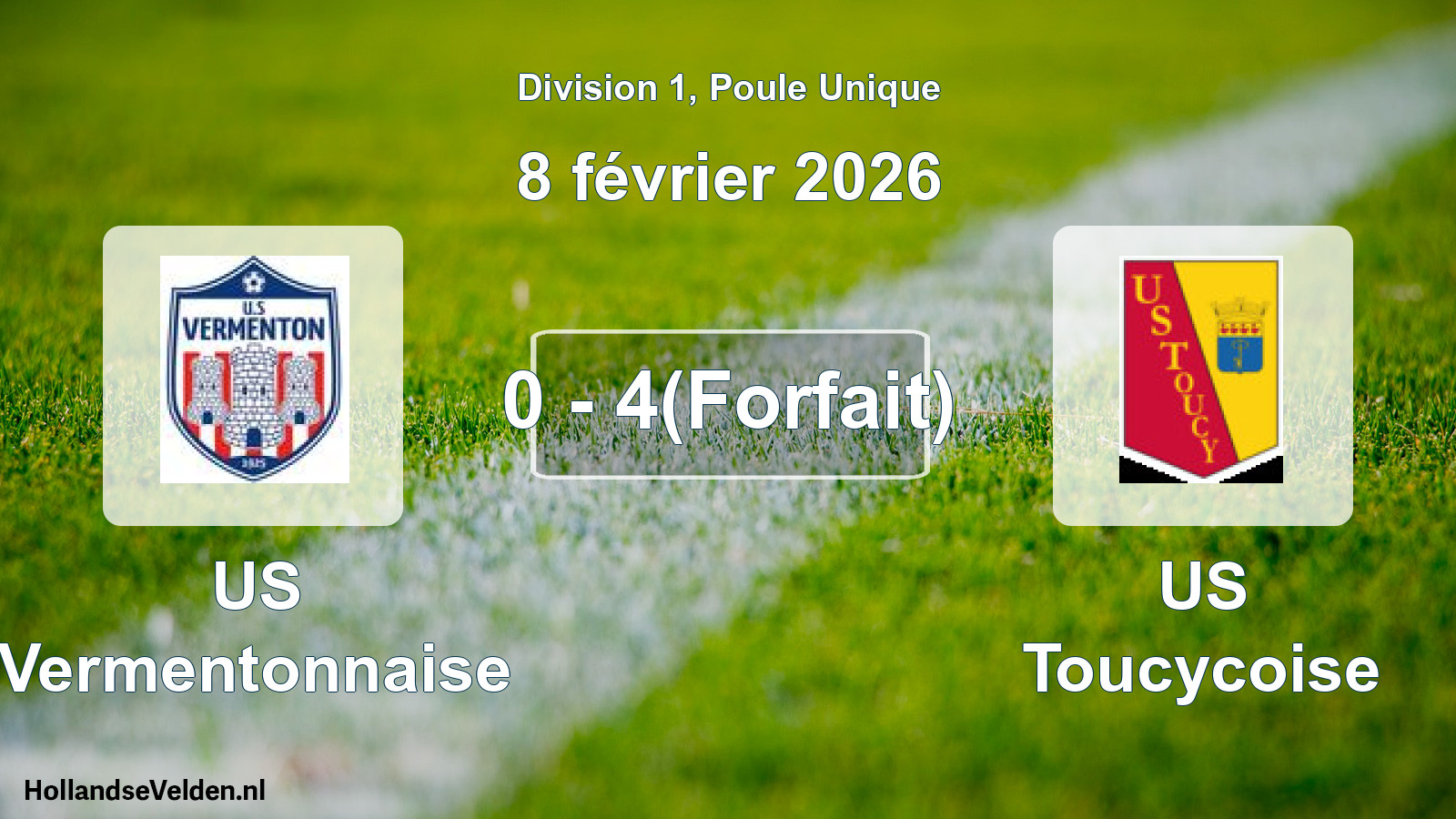 Match joué: US Vermentonnaise - US Toucycoise 0 - 4(Forfait) (8 février 2026)