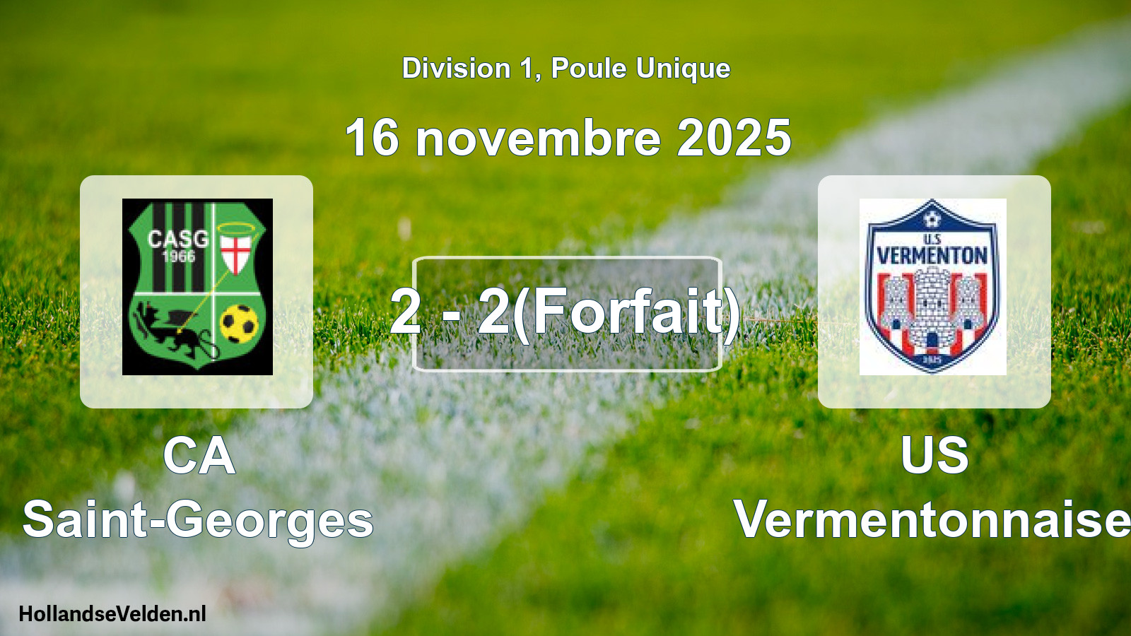 Match joué: CA Saint-Georges - US Vermentonnaise 2 - 2(Forfait) (16 novembre 2025)