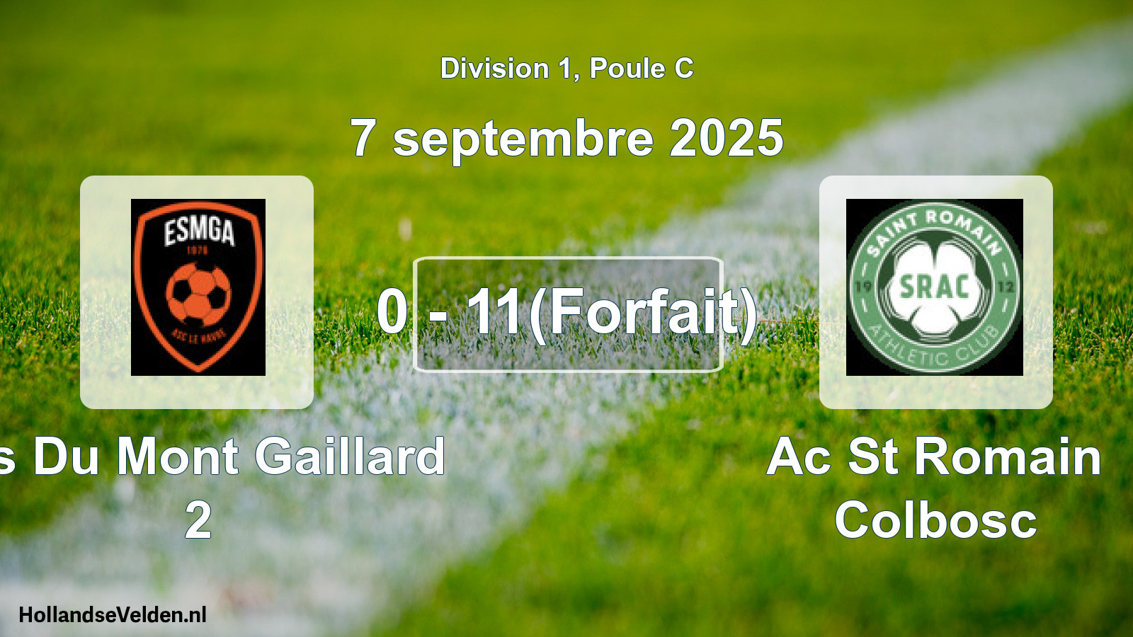 Match joué: Es Du Mont Gaillard 2 - Ac St Romain Colbosc 0 - 11(Forfait) (7 septembre 2025)