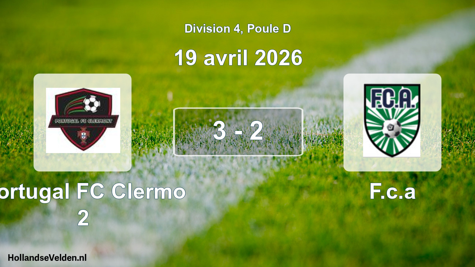 Match joué: Portugal FC Clermo 2 - F.c.a 3 - 2 (19 avril 2026)