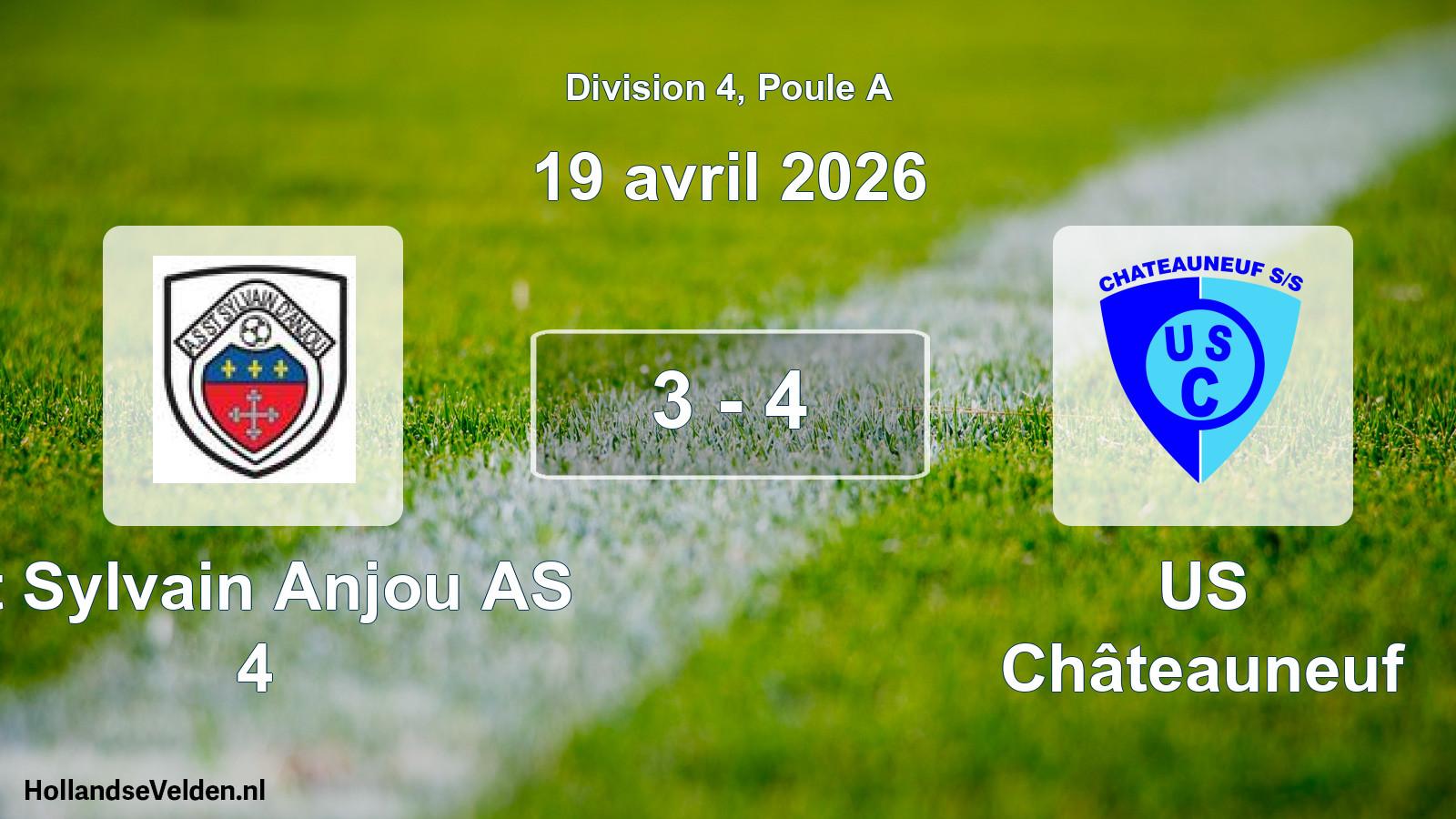 Total number of matches played: St Sylvain Anjou AS 4 - US Châteauneuf 3 - 4 (19 April 2026)