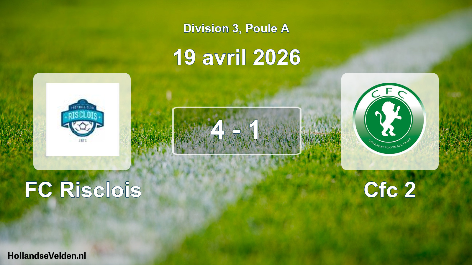 Match joué: FC Risclois - Cfc 2 4 - 1 (19 avril 2026)