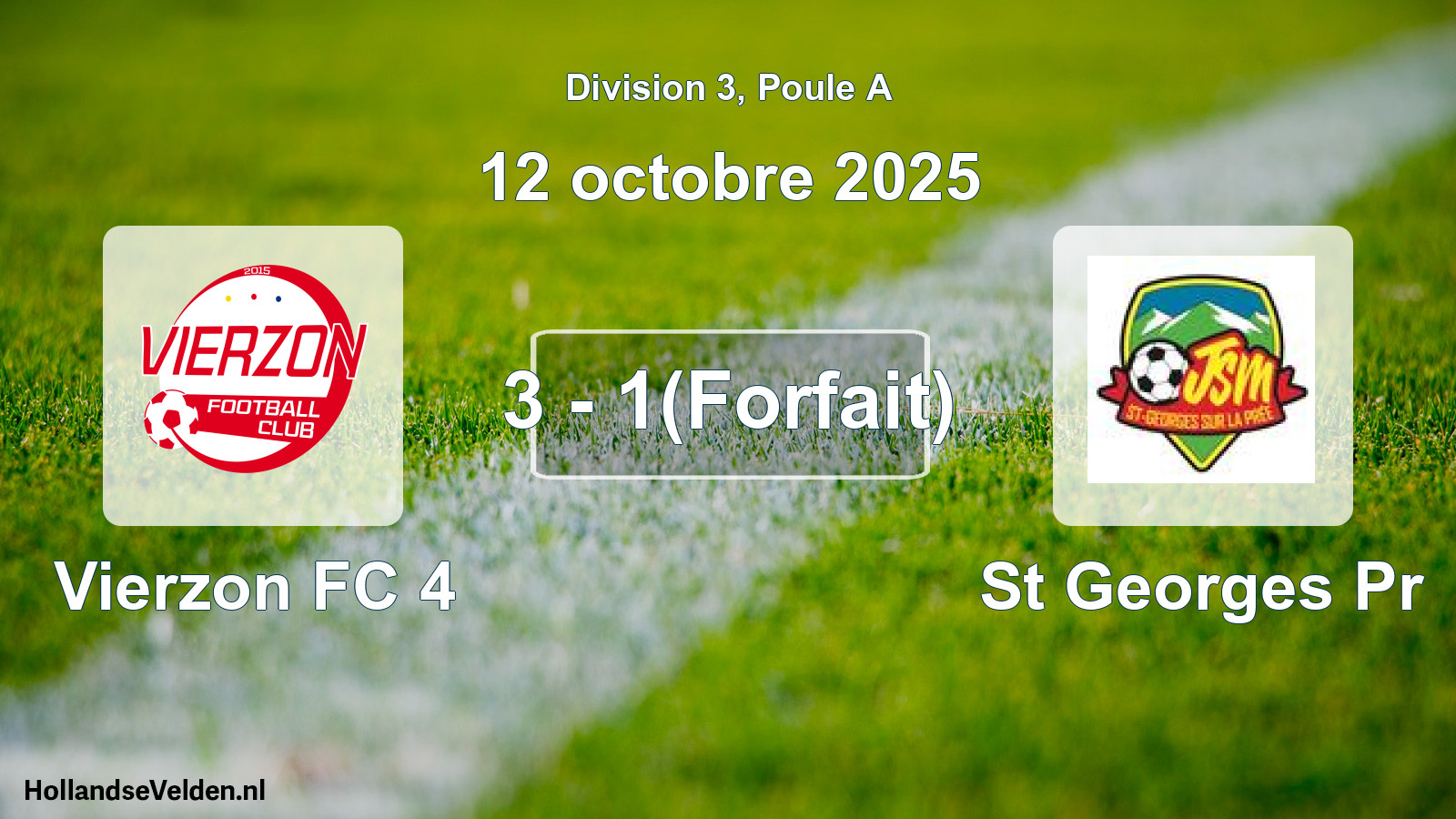 Match joué: Vierzon FC 4 - St Georges Pr 3 - 1(Forfait) (12 octobre 2025)