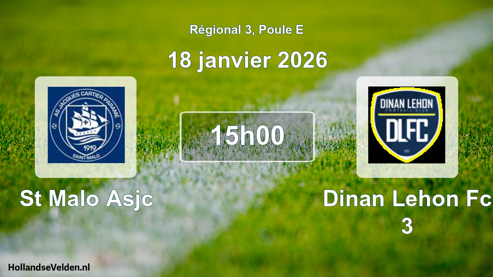 Scheduled Match: St Malo Asjc - Dinan Lehon Fc 3 (18 January 2026)