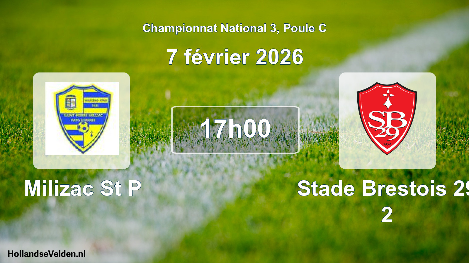 Scheduled Match: Milizac St P - Stade Brestois 29 2 (7 February 2026)