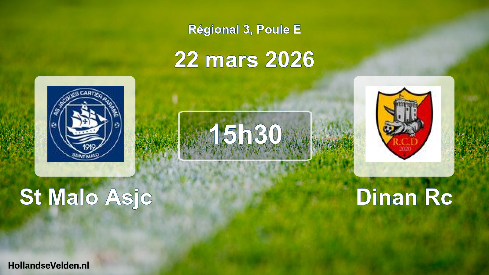 Geplande wedstrijd: St Malo Asjc - Dinan Rc (22 maart 2026)