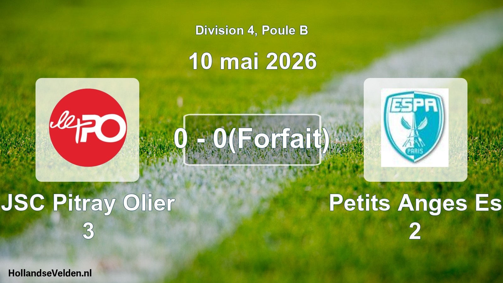 Match joué: JSC Pitray Olier 3 - Petits Anges Es 2 0 - 0(Forfait) (10 mai 2026)