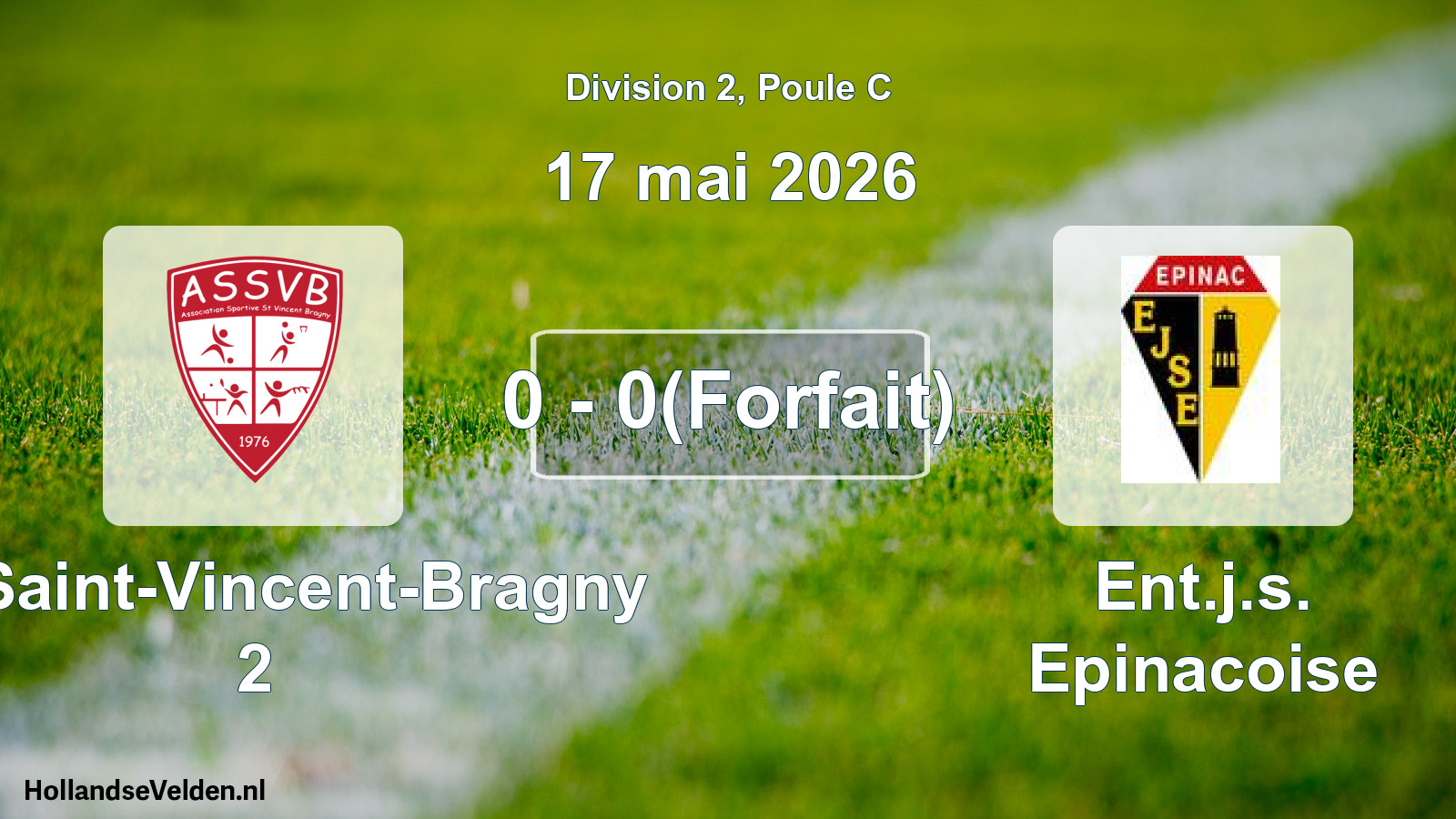 Match joué: AS Saint-Vincent-Bragny 2 - Ent.j.s. Epinacoise 0 - 0(Forfait) (17 mai 2026)