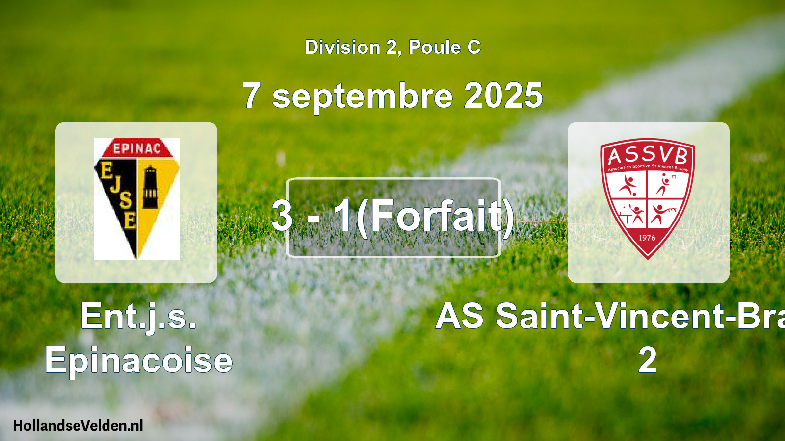 Match joué: Ent.j.s. Epinacoise - AS Saint-Vincent-Bragny 2 3 - 1(Forfait) (7 septembre 2025)